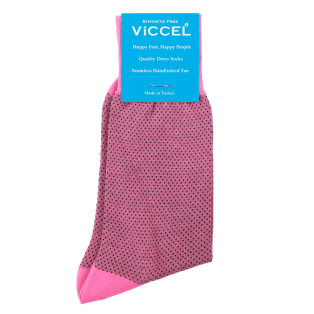 VICCEL / CELCHUK Socks Mesh Dots Pink / Black - Luksusowe skarpetki dwukolorowe