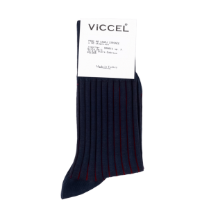 VICCEL / CELCHUK Socks Shadow Stripe Dark Navy Blue / Burgundy - Luksusowe skarpety klasyczne