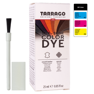 TARRAGO Color Dye SINGLE CMY Colors 25ml (Paint, Brush, Sponge) - Akrylowe farby do skór, jeansu i tkanin + pędzelek, gąbka