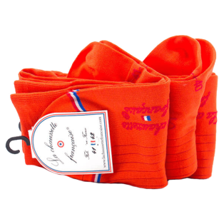 LCF Men Knee Socks BASTILLE Orange - Luksusowe podkolanówki pomarańczowe