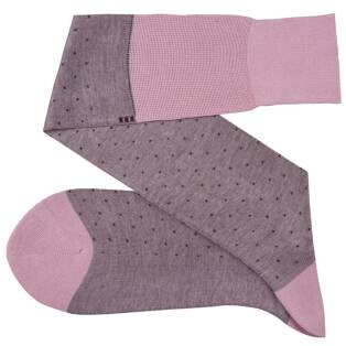 VICCEL / CELCHUK Knee Socks Pin Dots Pink / Burgundy - Dwukolorowe podkolanówki