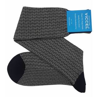 VICCEL / CELCHUK Knee Socks Vertical Striped Black / Light Gray Dots - Dwukolorowe podkolanówki męskie