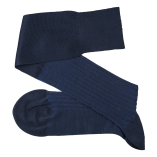 VICCEL / CELCHUK Knee Socks Shadow Stripe Dark Navy Blue / Royal Blue - Dwukolorowe podkolanówki