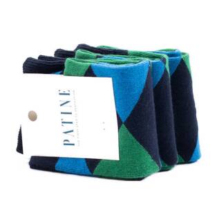 PATINE Socks PARO03-0558 - Granatowe skarpetki w niebiesko zielone romby