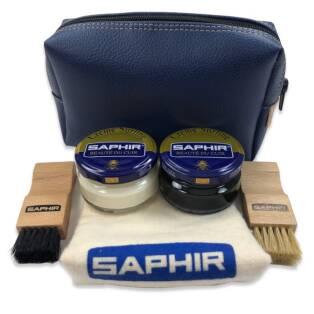 SAPHIR BDC Shoe Polish Case Blue + Accessories - Zestaw do pielęgnacji obuwia
