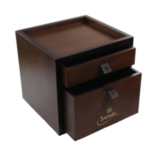 SAPHIR MDOR Box Tiroir Acajou - Duża luksusowa skrzynka z kosmetykami i akcesoriami do pielęgnacji obuwia