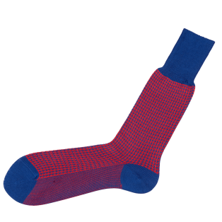 VICCEL / CELCHUK Socks Houndstooth Blue / Red - Luksusowe skarpetki dwukolorowe