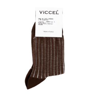 VICCEL / CELCHUK Socks Shadow Stripe Dark Brown / Ecru - Luksusowe skarpety klasyczne