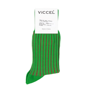 VICCEL / CELCHUK Socks Shadow Stripe Pistachio Green / Red - Luksusowe skarpety klasyczne