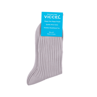 VICCEL / CELCHUK Socks Solid Light Gray Cotton - Luksusowe skarpety męskie