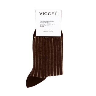 VICCEL / CELCHUK Socks Shadow Stripe Brown / Beige - Luksusowe skarpety klasyczne