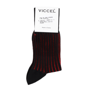 VICCEL / CELCHUK Socks Shadow Stripe Black / Red - Luksusowe skarpety klasyczne
