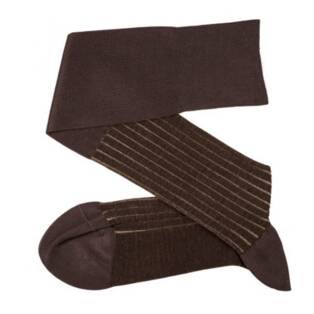 VICCEL / CELCHUK Knee Socks Shadow Stripe Brown / Beige - Dwukolorowe podkolanówki