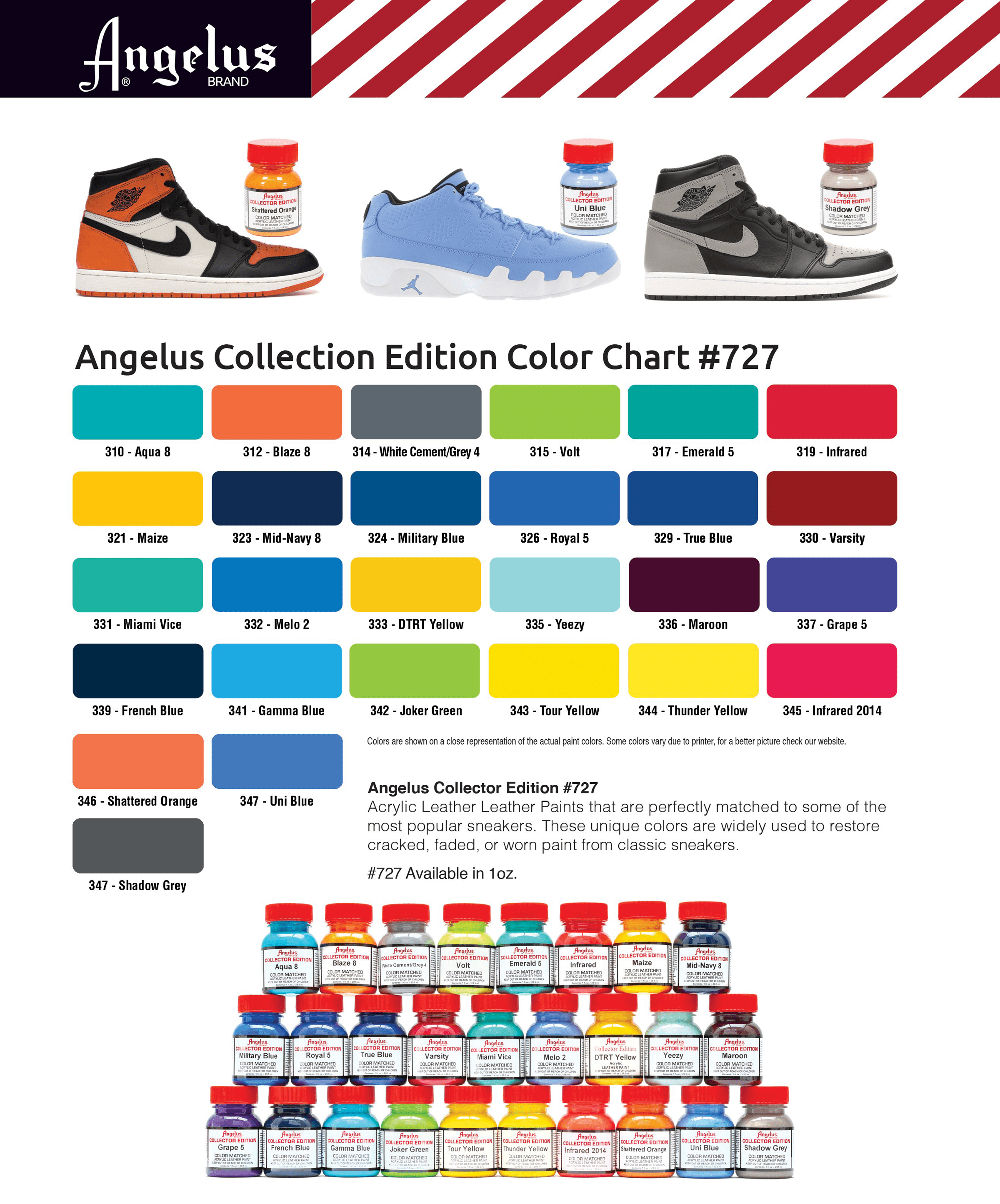 Angelus Collector Paint - karta kolorów